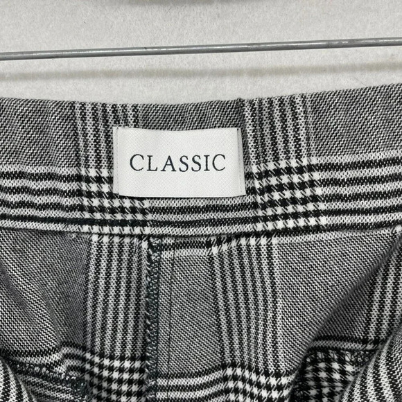 M&S Dress Pants Womens 14 Gray Black Houndstooth Plaid Academia Pleated Trouser - Picture 8 of 11